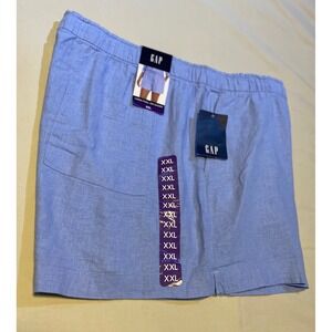 GAP‎ Linen Pull On Shorts Womens XXL Blue Elastic Waist Casual Summer